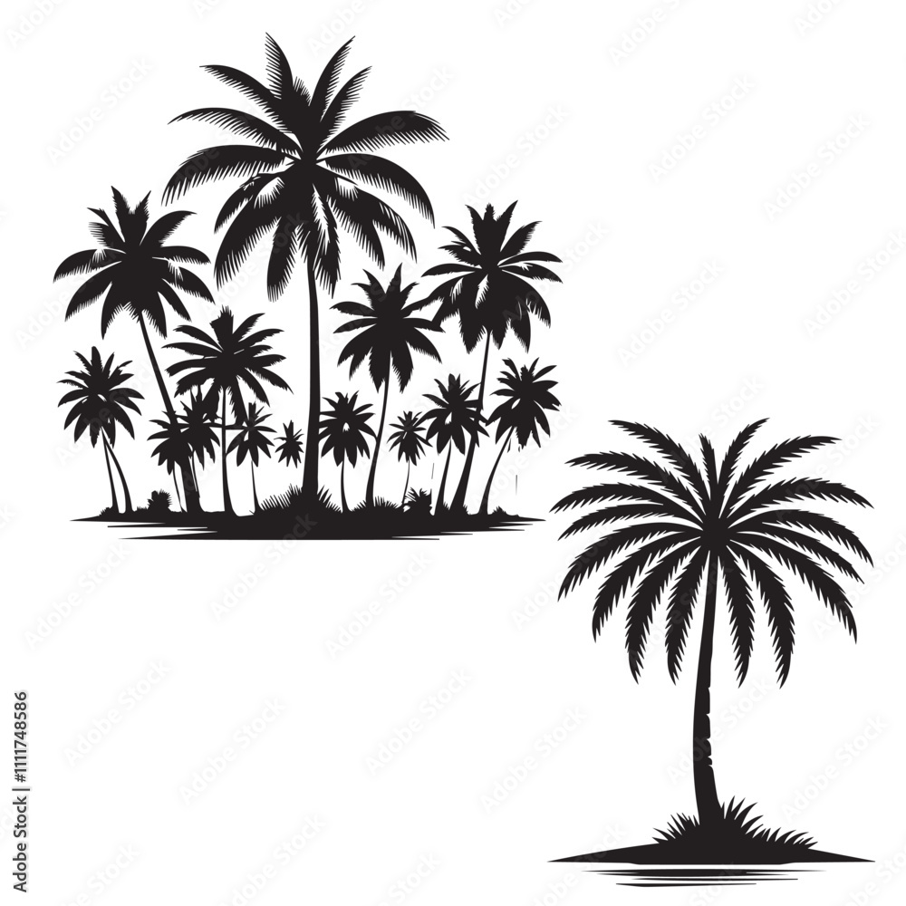 Palm tree tree silhouette - vector image of palm tree - tree silhouette - nature symbol - palm tree tree set Palm tree tree silhouette - vector image of palm tree - tree silhouette - nature symbol - palm tree tree set
