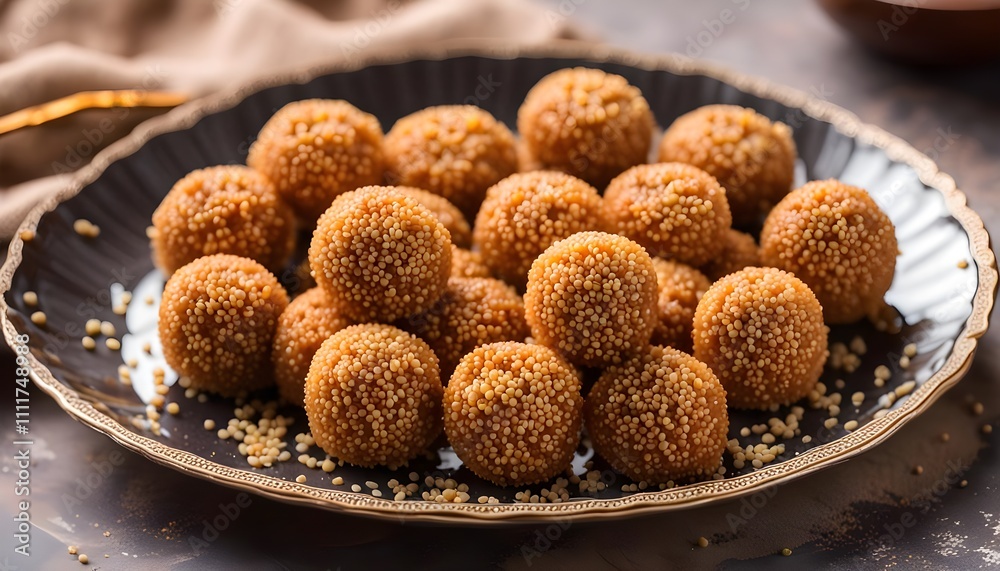 luqaimat or Lotus Gaimat sweet balls with sesame seeds served in dish isolated on table top view of arabic dessert
luqaimat or Lotus Gaimat sweet balls with sesame seeds served in dish isolated on table top view of arabic dessert