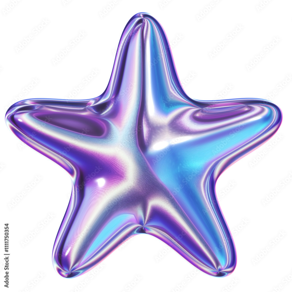 Cute 3D Iridescent metallic Shiny Star Graphic in Holographic Design illustration Cute 3D Iridescent metallic Shiny Star Graphic in Holographic Design illustration