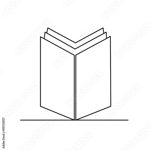 Continuous one line drawing of book opening isolated outline vector illustration
