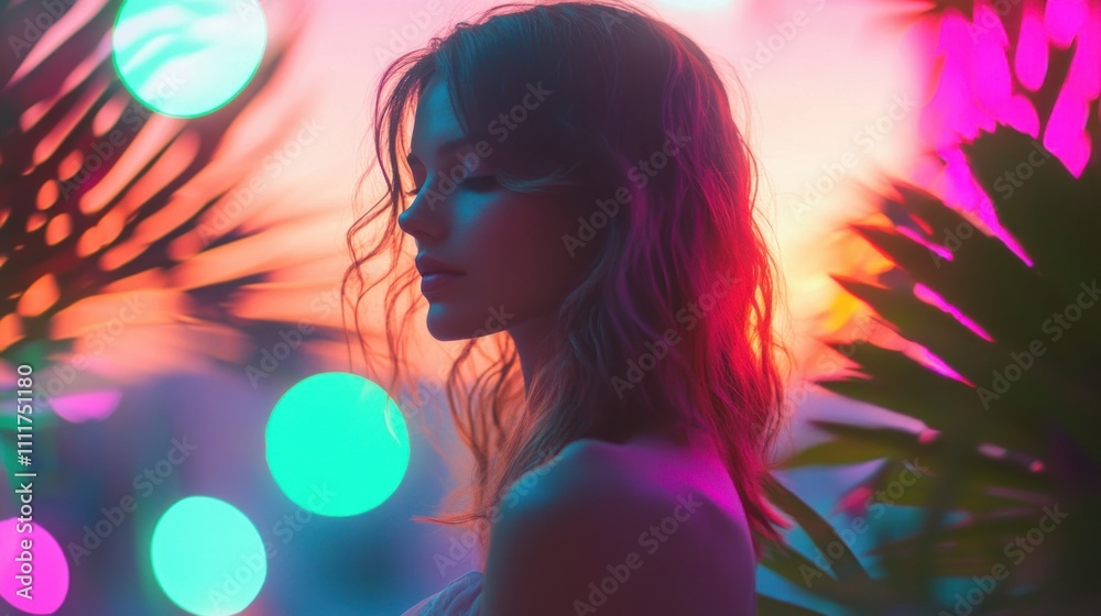 Neon Sunset: A vibrant blend of tangerine, lavender, and picture Neon Sunset: A vibrant blend of tangerine, lavender, and picture
