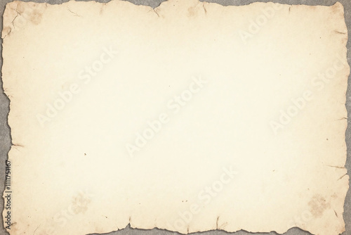Worn aged piece of paper light beige tears stains look