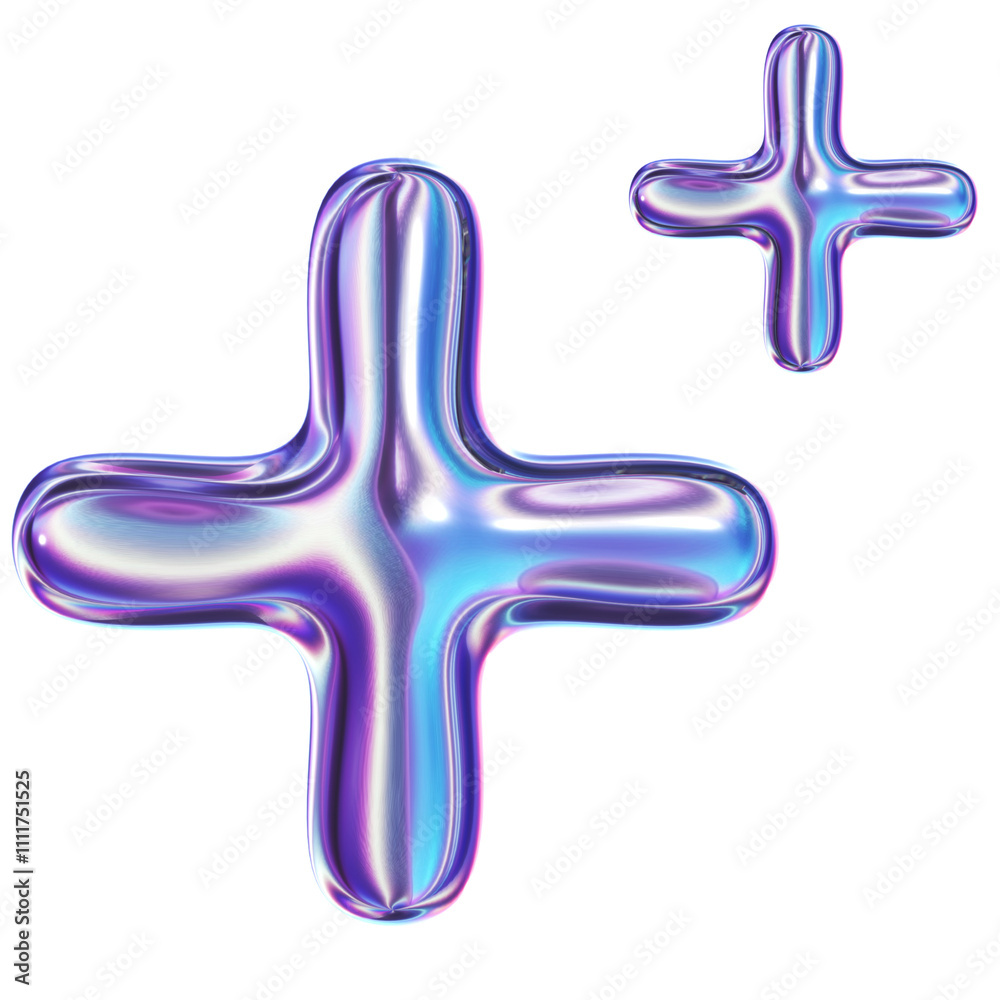 Cute 3D Iridescent metallic Plus Sign Graphic illustration Cute 3D Iridescent metallic Plus Sign Graphic illustration