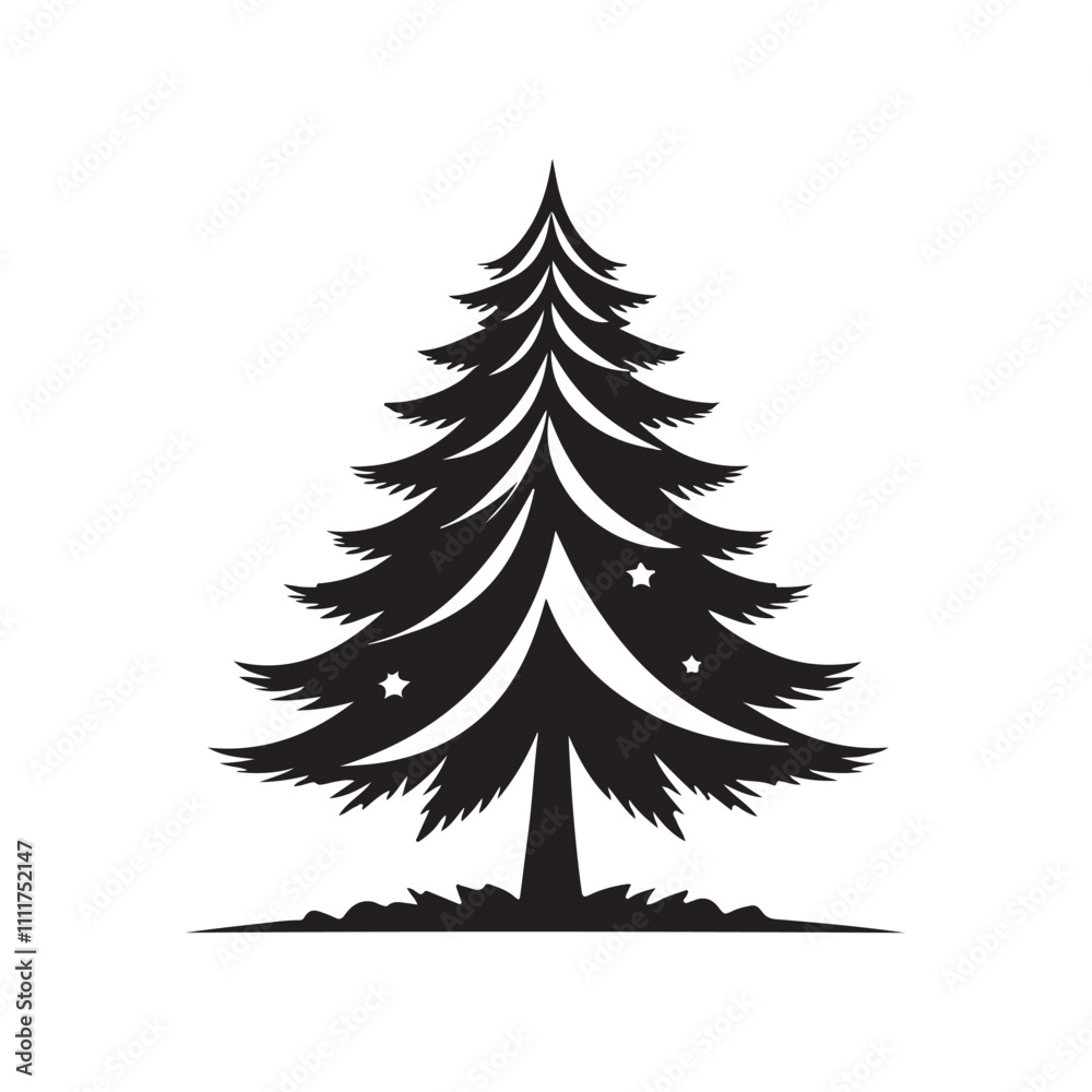 Obraz premium Christmas tree silhouette vector icon design whit a white background.