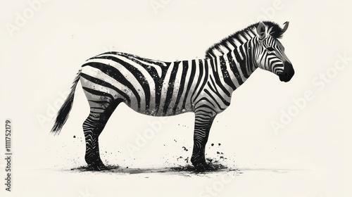 a zebra illustration in black and white