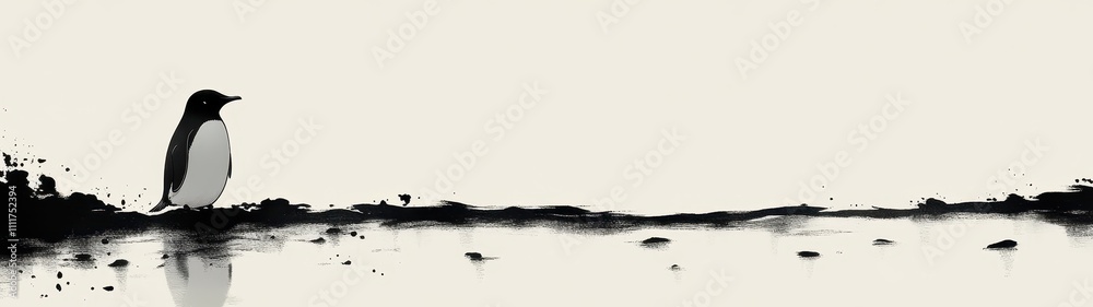 Obraz premium a wallpaper created with a penguin drawing in black and white