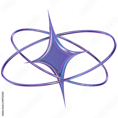 Cute 3D Iridescent metallic Abstract Design illustration