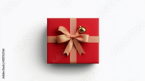 A white box with a red bow and a red ribbon