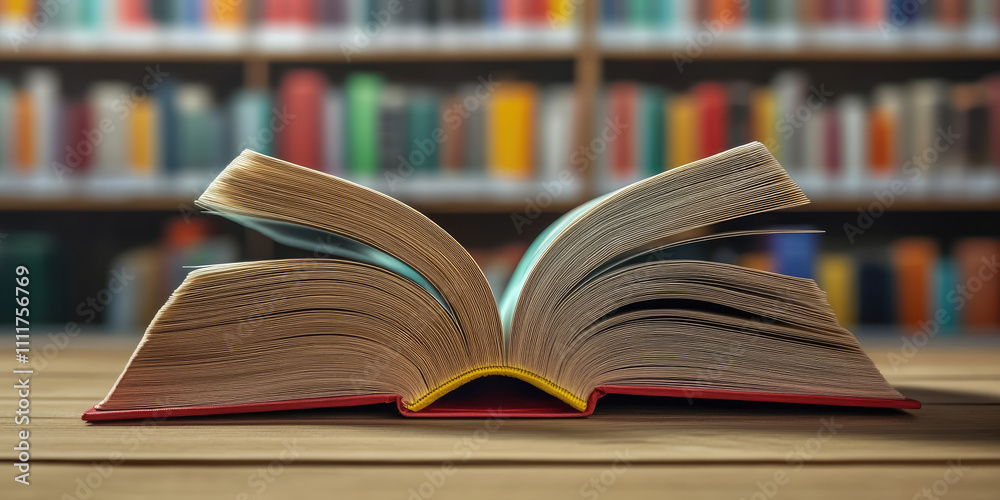 Close-Up of Books Lined Up in a Library, Detailed View of Books on Shelves in a Library Setting Close-Up of Books Lined Up in a Library, Detailed View of Books on Shelves in a Library Setting