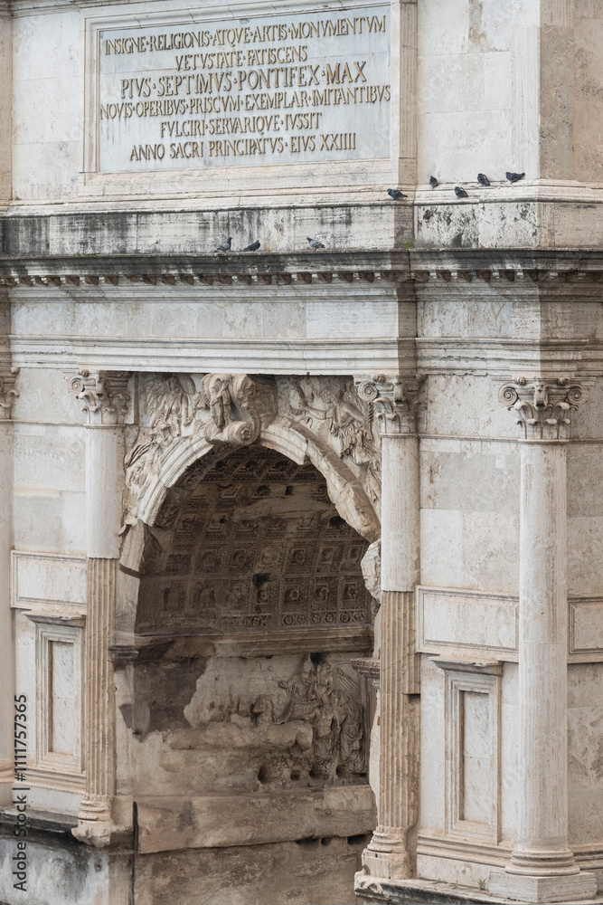 Obraz premium Historic Arch of Titus. Roman Forum archaelogical landmark. Rome, Italy
