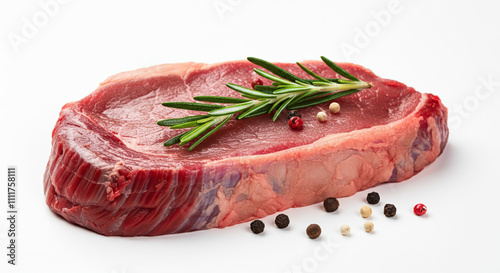 Fresh raw steak garnished w...