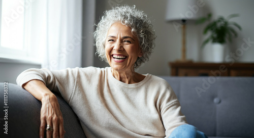 Smiling senior woman with c...