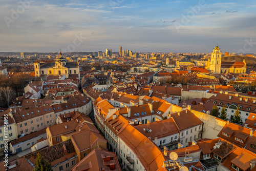 Obraz na płótnie Aerial winter evening view of Vilnius old town, Lithuania w salonie