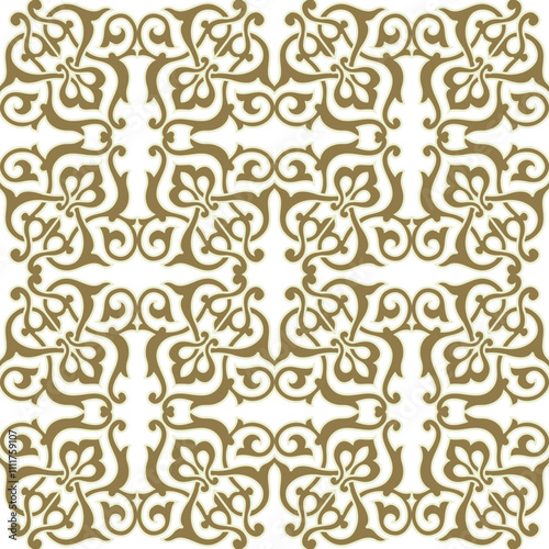 Gold luxury floral arabesque Damask seamless pattern. Modern ornamental ornate repeating vector background. Beautiful ethnic arabic style vintage ornaments. Endless patterned texture.