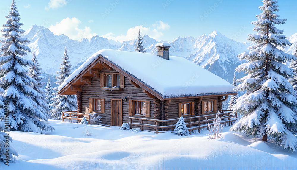Cozy Log Cabin in Snowy Mountain Wilderness Cozy Log Cabin in Snowy Mountain Wilderness