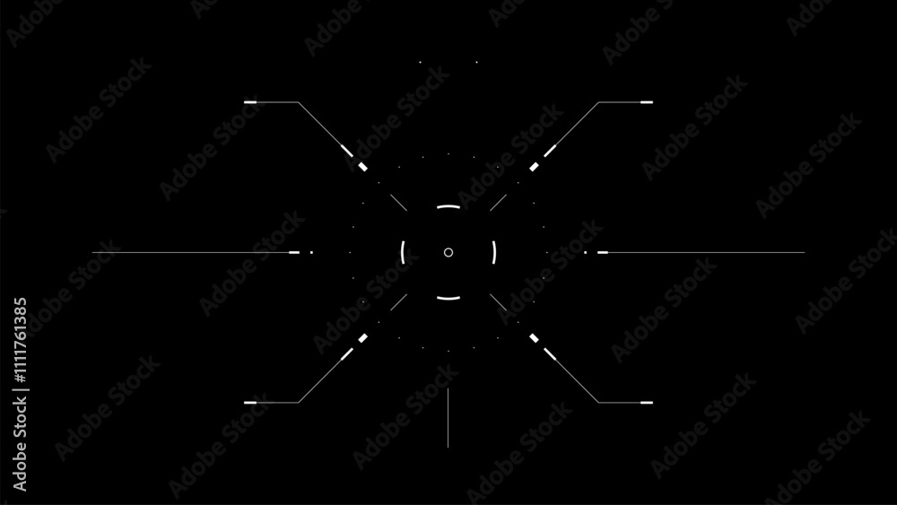 HUD target animation reveal. Aiming. Futuristic drone UI.