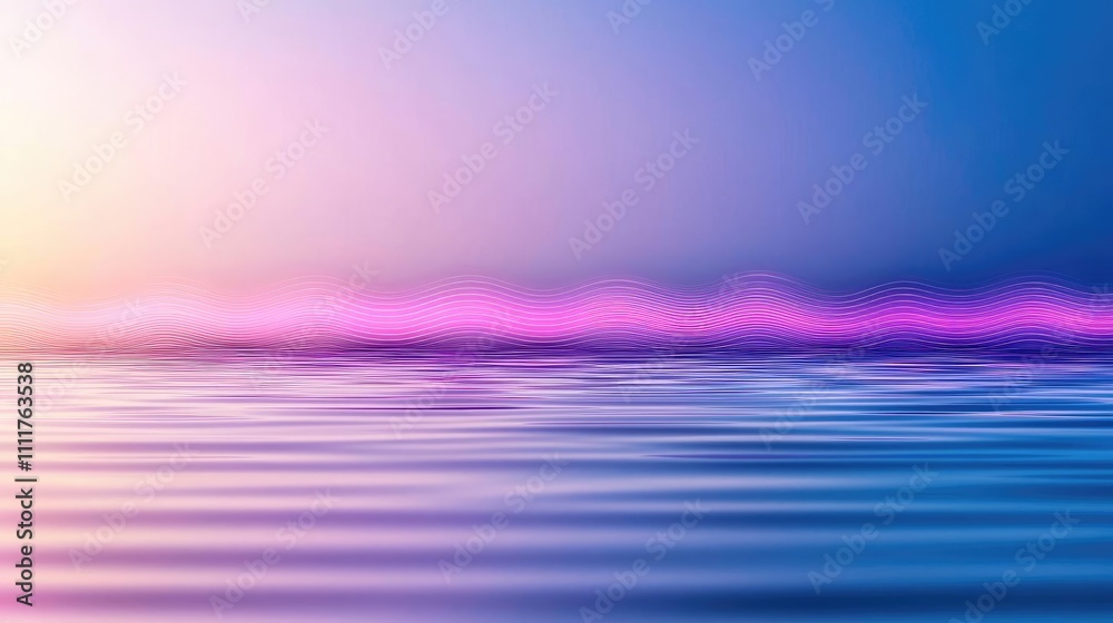 Serene water surface reflecting colorful gradient light. Serene water surface reflecting colorful gradient light.