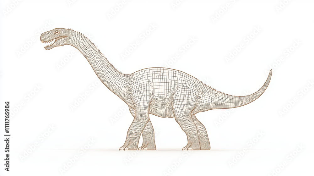 Abstract huge 3d brachiosaurus with long neck isolated in white background. Low poly sketch of brachiosaurus dinosaur with connected dots. Vector animal hand drawing concept
Abstract huge 3d brachiosaurus with long neck isolated in white background. Low poly sketch of brachiosaurus dinosaur with connected dots. Vector animal hand drawing concept