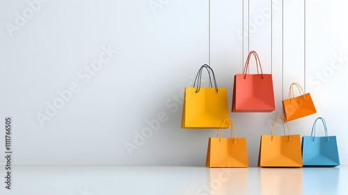 Retro Boxing Day design with colorful shopping bags and bold typography