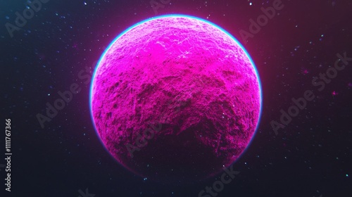 Vibrant Pink Planet Surrounded by Cosmic Space and Twinkling Stars