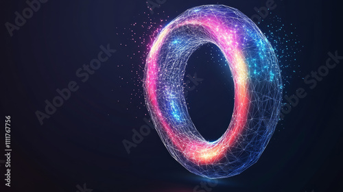 Vector isolated colorful magnet. Low poly wireframe and points. Polygonal 3D white attraction concept on dark background. loadstone with geometry triangle. Abstract business mash line origami