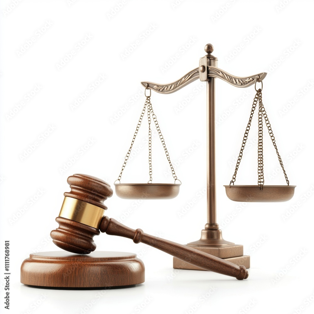 Wooden Gavel and Scales of Justice Symbolizing Legal Balance Wooden Gavel and Scales of Justice Symbolizing Legal Balance