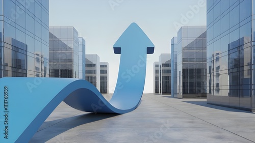 modern building property with arrow going up increase price of real estate investment business