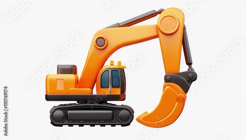 3D icon of construction excavator machinery used for earth-moving projects.