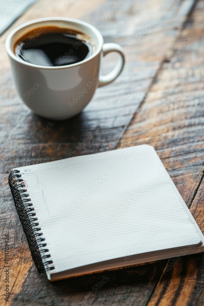 A manager explaining the results of an employee’s performance review. A notebook and coffee cup are placed on, Generative AI A manager explaining the results of an employee’s performance review. A notebook and coffee cup are placed on, Generative AI