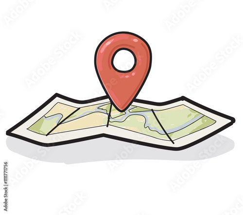 gps symbol point map navigation  cartoon 3d illustration on white background