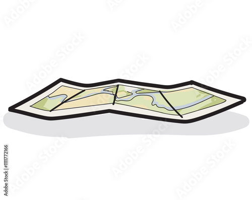illustration of paper map geogryphy icon