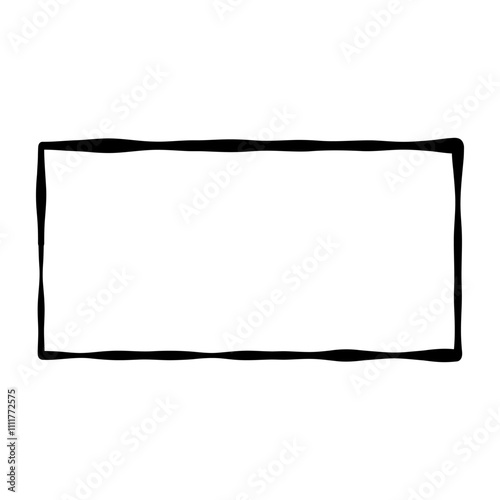 simple hand drawn black rectangle with wavy, uneven lines vector illustration. For card, coupon,  menu, note, notepad,  sale, tag, blank, dialogue, comment