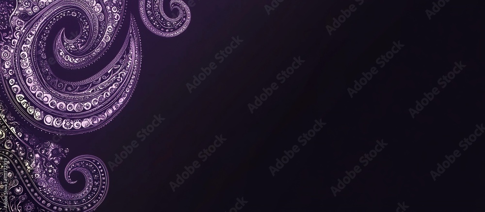 Fototapeta premium Abstract design featuring swirling purple patterns against a dark background.