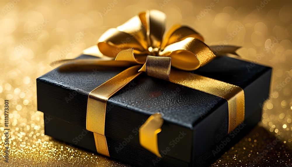 Celebration gift box display elegant setting product photography golden shimmer close-up view luxury concept for special occasions Celebration gift box display elegant setting product photography golden shimmer close-up view luxury concept for special occasions