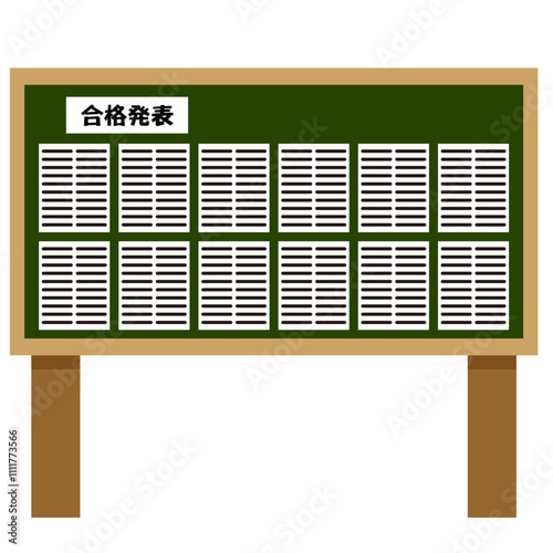 受験結果が出る合格発表の掲示板イラスト