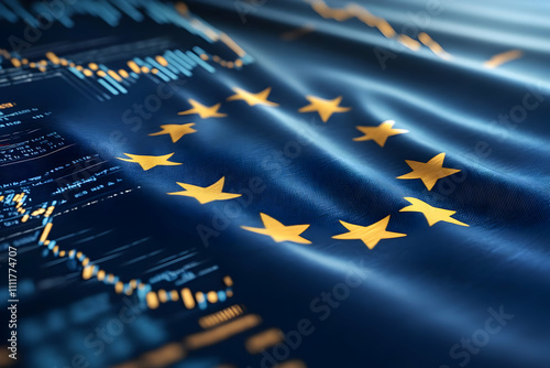EU Flag 3D Render Stock Market