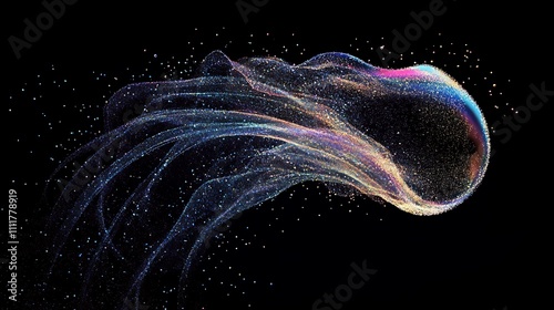 Sparkling Particle Stream Forms Celestial Orb