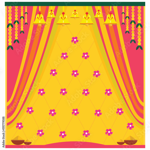 Indian Wedding Haldi Ceremony Decorative background