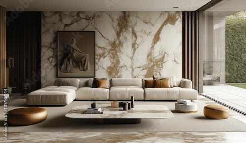 AI generated image of luxury villa style   ornate hall entrance doors and intricate carvings, marble staircase floor spacious living area, marble floors, grandeur luxurious room photo