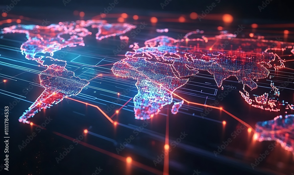 Europe Night Lights View From Space, Generative Ai