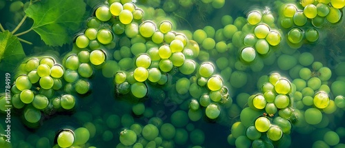 AI generator image of Caulerpa lentillifera seaweed is a green alga in Ulvophyceae class,native to the Indo-Pacific coast.edible seaweed of the Caulerpa genus. It is commonly eaten in Southeast Asia  photo