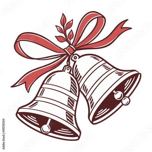 christmas bells with red ribbon