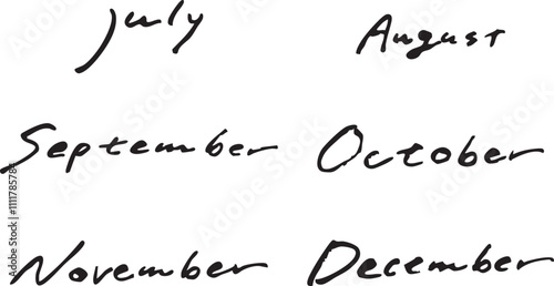 カレンダー　素材　12ヵ月　手書き　アイコン