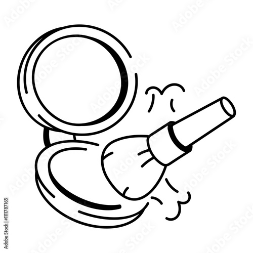 A hand drawn icon of blush on with applicator brush 

