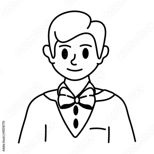 Doodle style icon of groom character 
