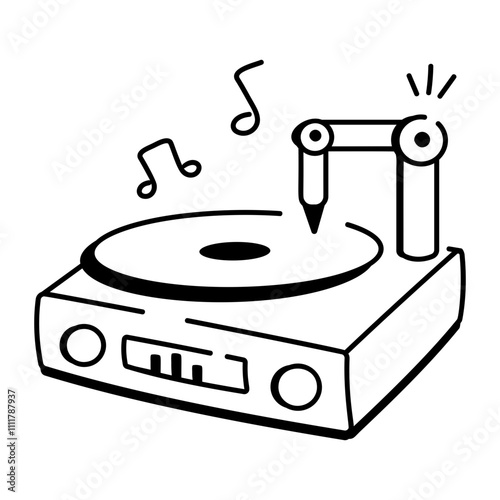 Doodle style icon of music player 

