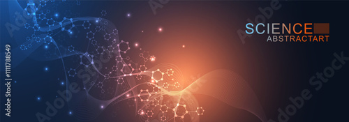 AI technology abstract background. AI generative art creative banner concept in the digital style. High tech poster with place for text. Futuristic design element.