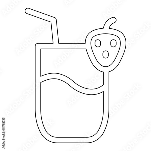 Strawberry smoothie icon in line style