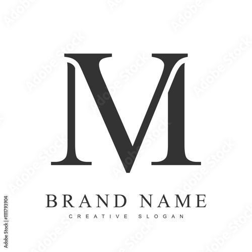 MV trendy logotype template. Initial letter m and v classic font style. Creative logo for company name or identity.