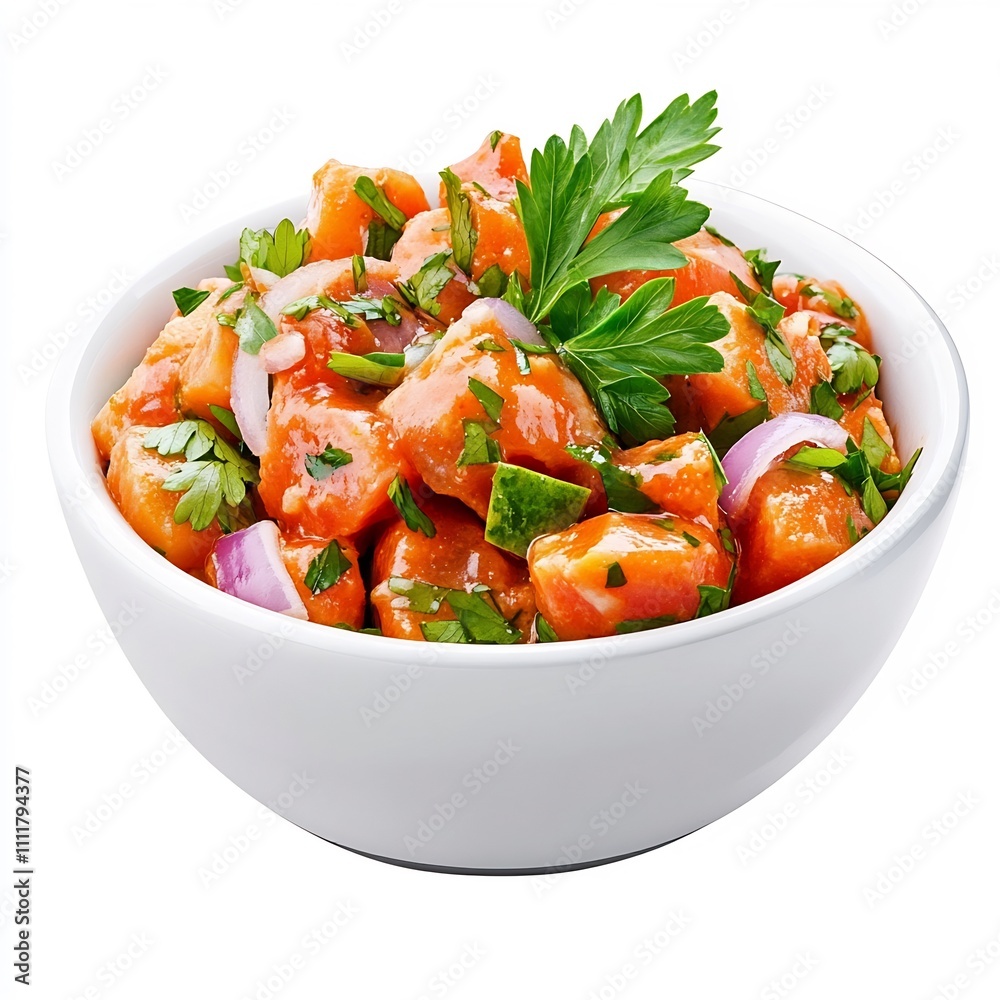 Macro Shot of Traditional Polish Kapusta Zasmaana Side Dish on White Background